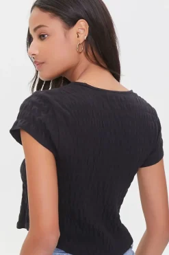 Smocked Cap-Sleeve Tee