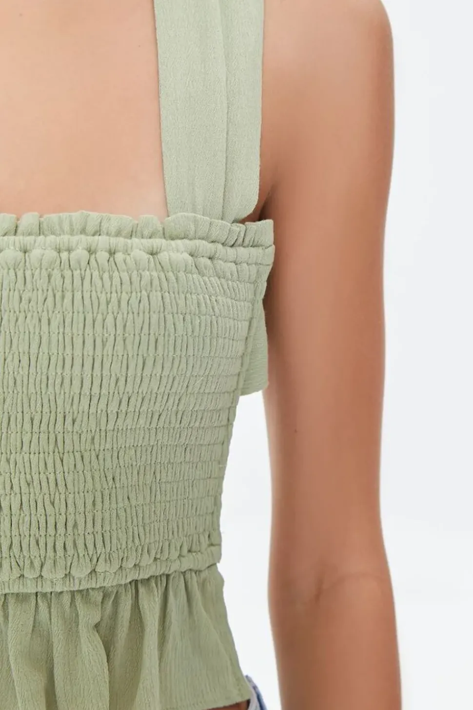 Smocked Crisscross Crop Top