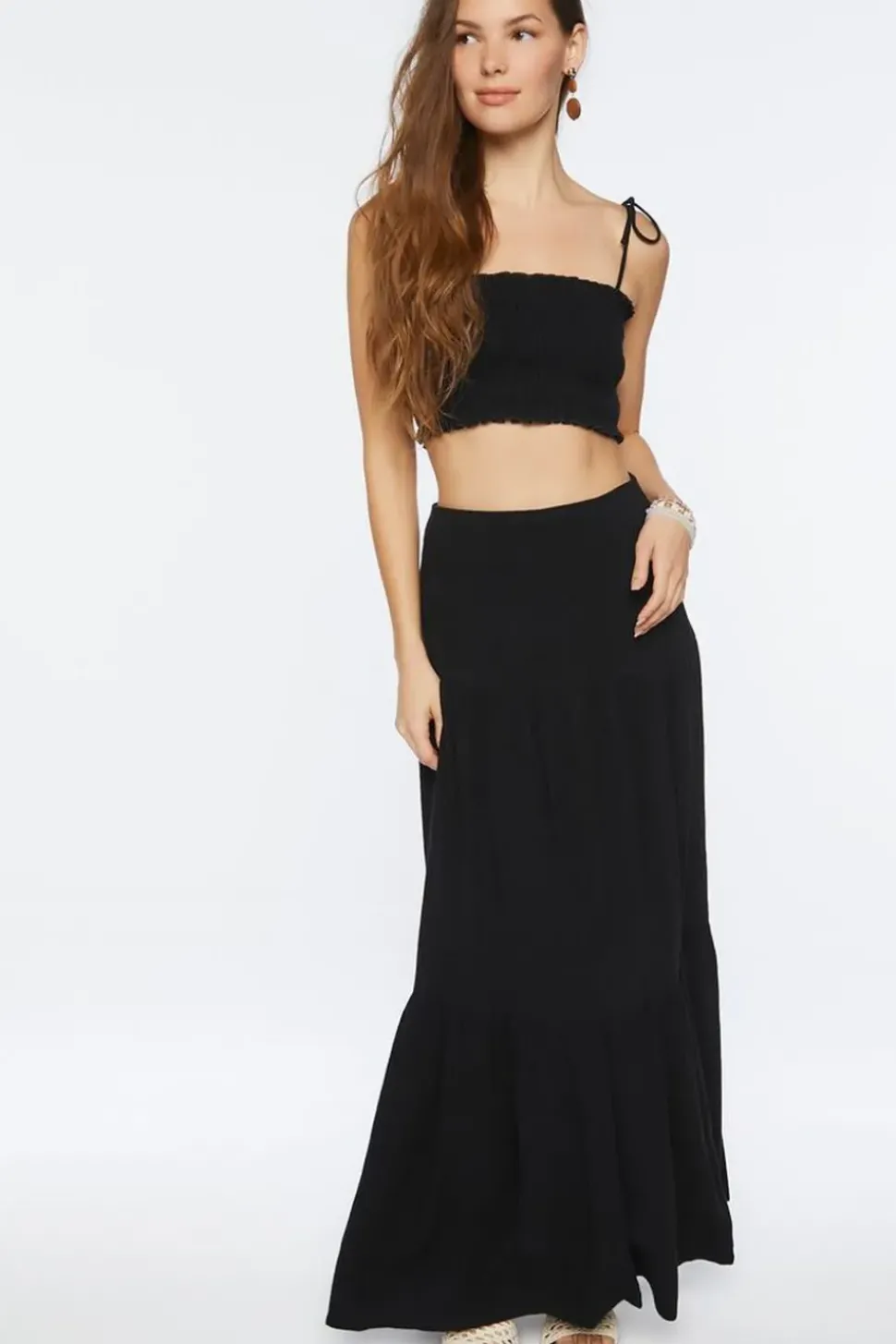Smocked Cropped Cami & Tiered Skirt Set
