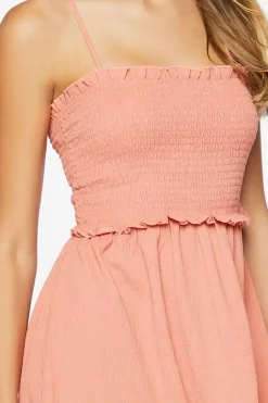 Smocked Cutout Mini Dress