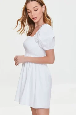 Smocked Puff Sleeve Mini Dress