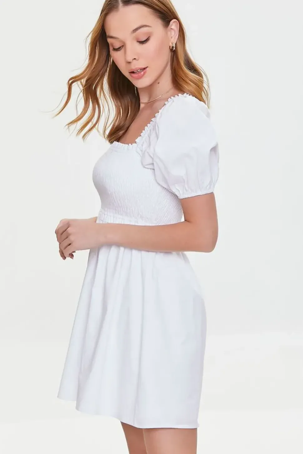Smocked Puff Sleeve Mini Dress