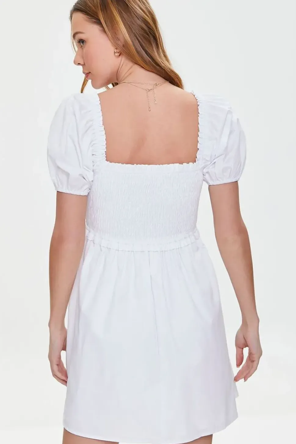 Smocked Puff Sleeve Mini Dress