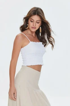 Smocked Ruffled Cropped Cami