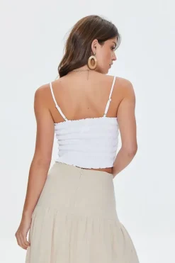 Smocked Ruffled Cropped Cami
