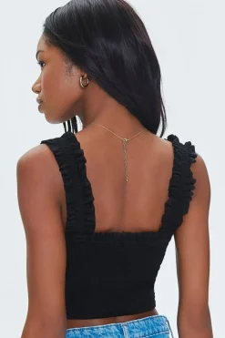 Smocked Ruffled Cropped Tank Top