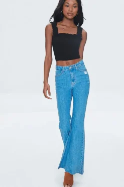 Smocked Ruffled Cropped Tank Top