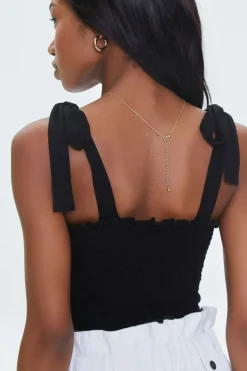 Smocked Ruffled Tie-Strap Crop Top