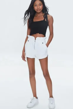 Smocked Ruffled Tie-Strap Crop Top