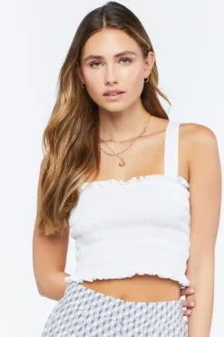 Smocked Ruffle-Trim Tank Top
