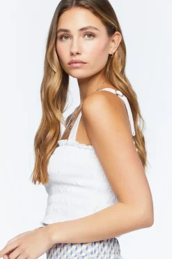 Smocked Ruffle-Trim Tank Top