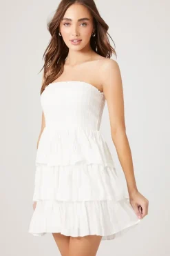 Smocked Strapless Mini Dress