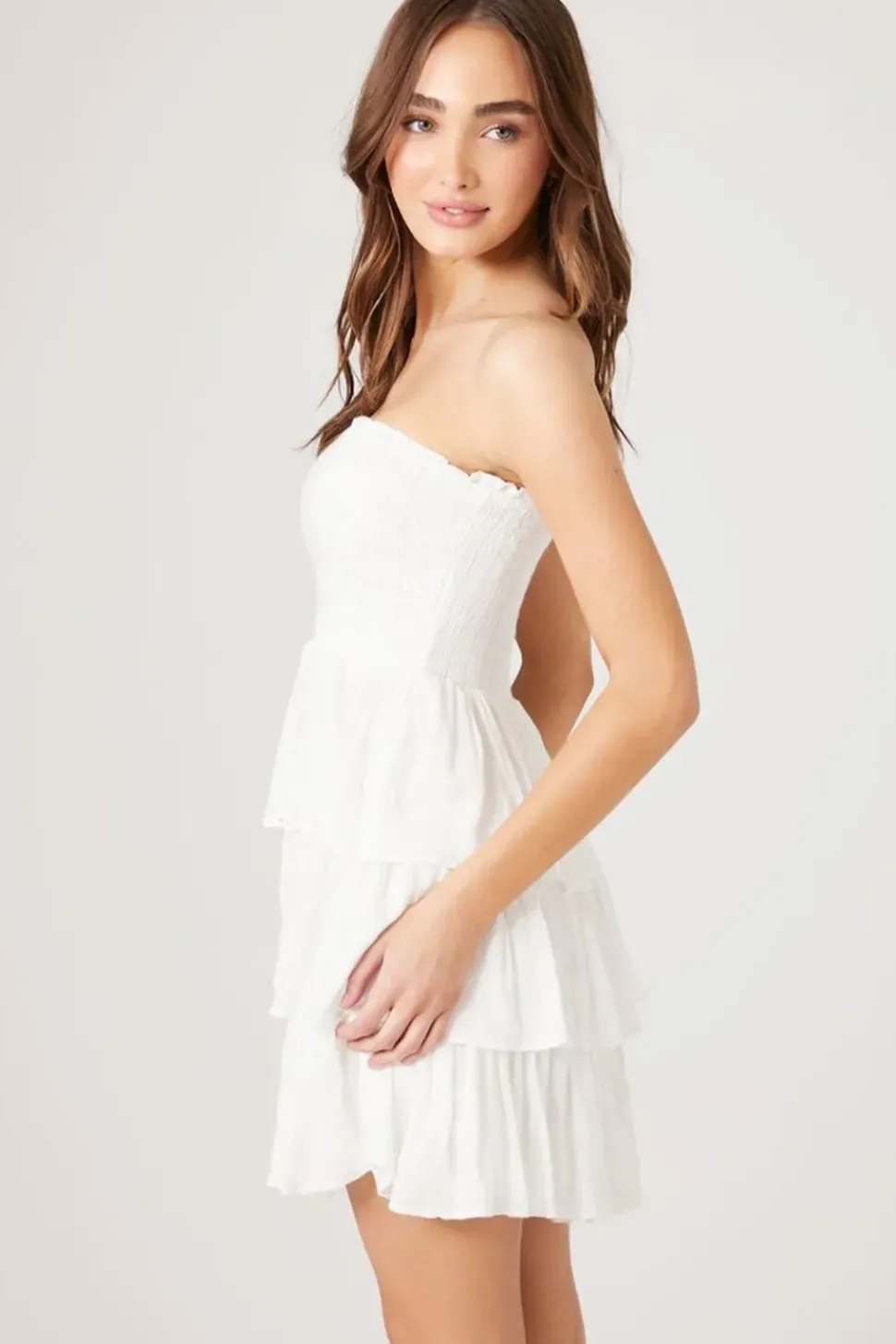 Smocked Strapless Mini Dress