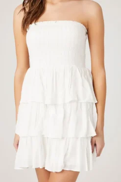 Smocked Strapless Mini Dress