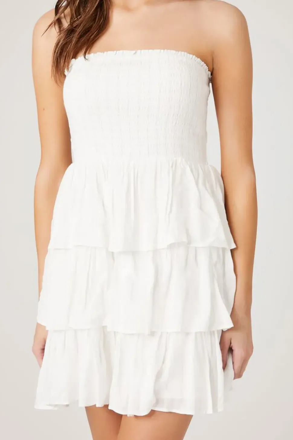 Smocked Strapless Mini Dress