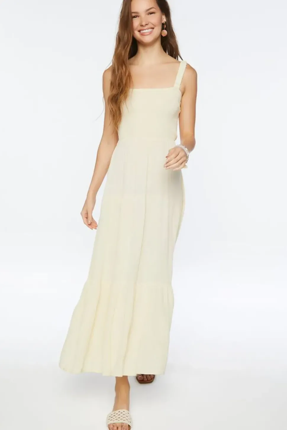 Smocked Strappy Midi Dress