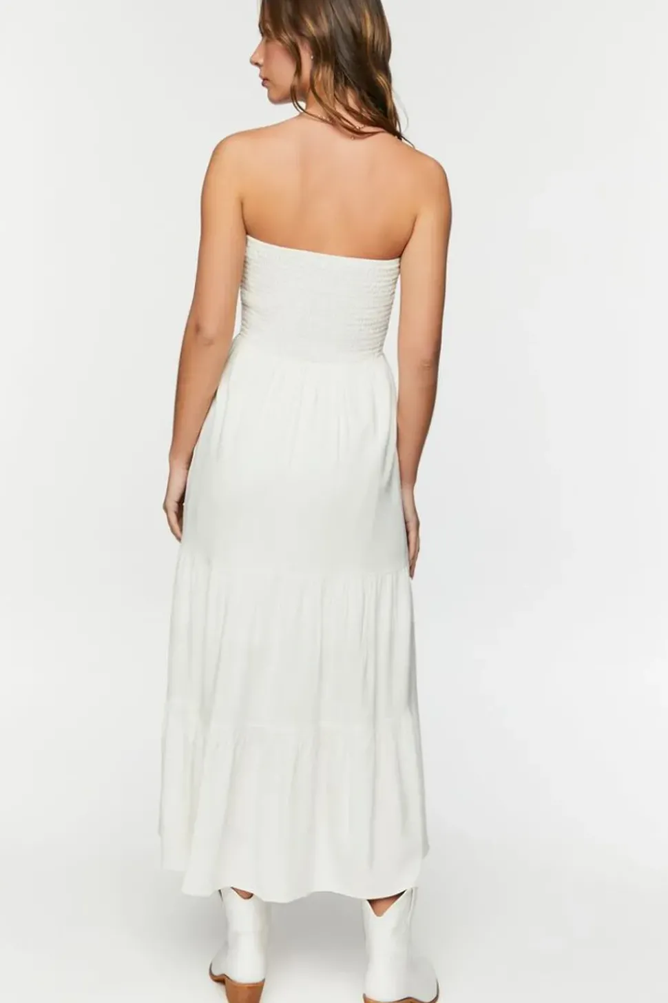 Smocked Tiered Tube Maxi Dress