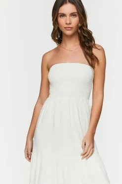 Smocked Tiered Tube Maxi Dress