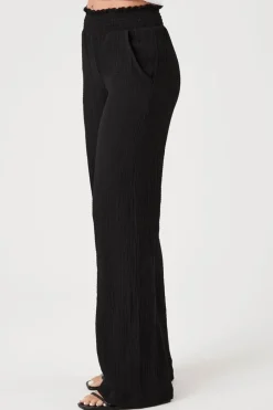 Smocked Wide-Leg Pants