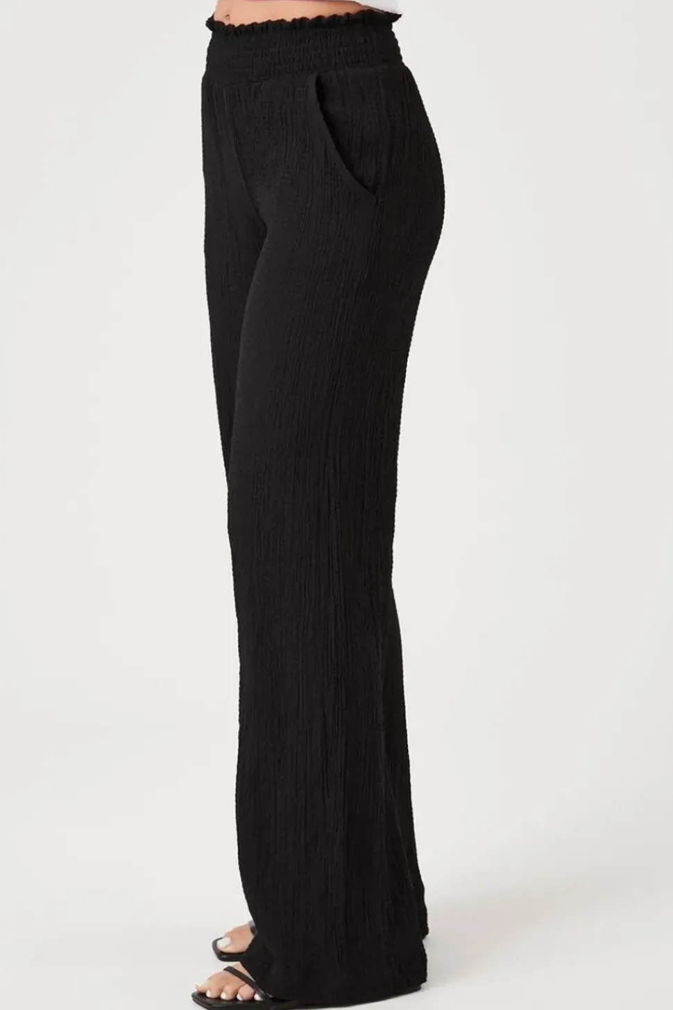 Smocked Wide-Leg Pants