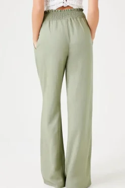 Smocked Wide-Leg Pants