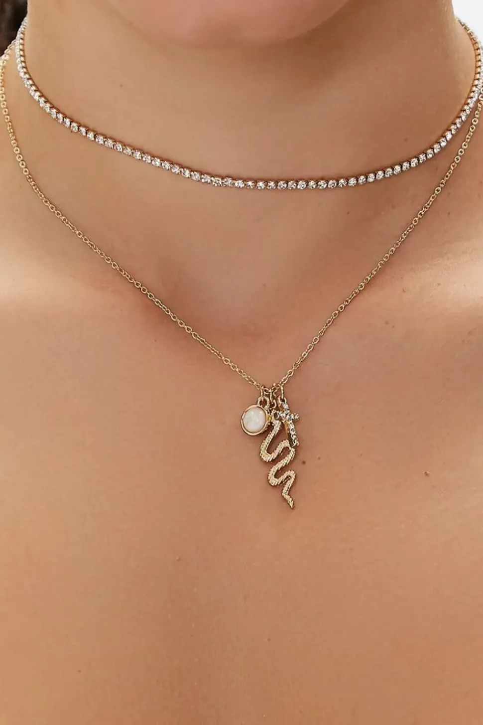 Snake & Cross Pendant Necklace Set