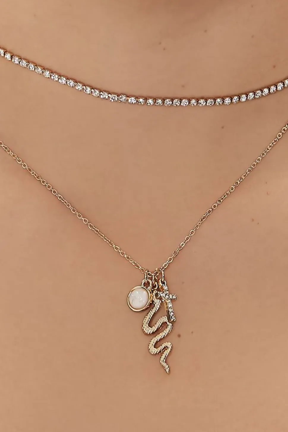 Snake & Cross Pendant Necklace Set