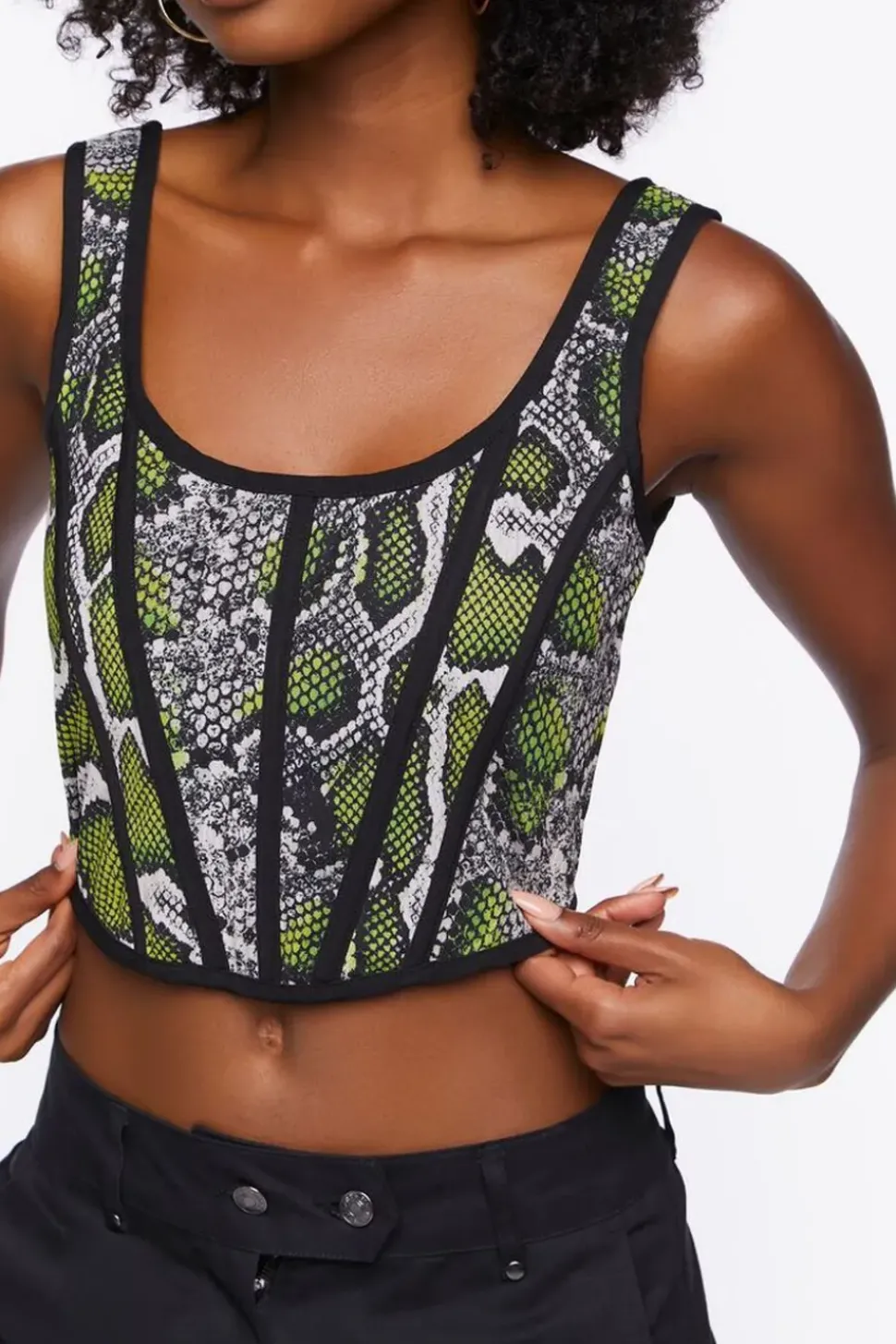 Snakeskin Print Corset Crop Top