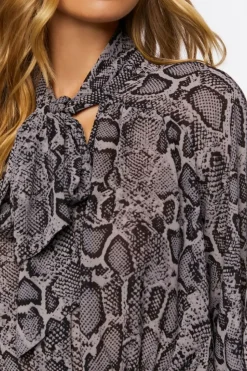 Snakeskin Print Long-Sleeve Top