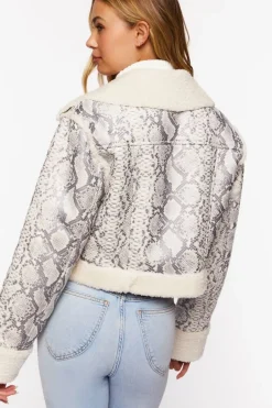 Snakeskin Print Moto Jacket