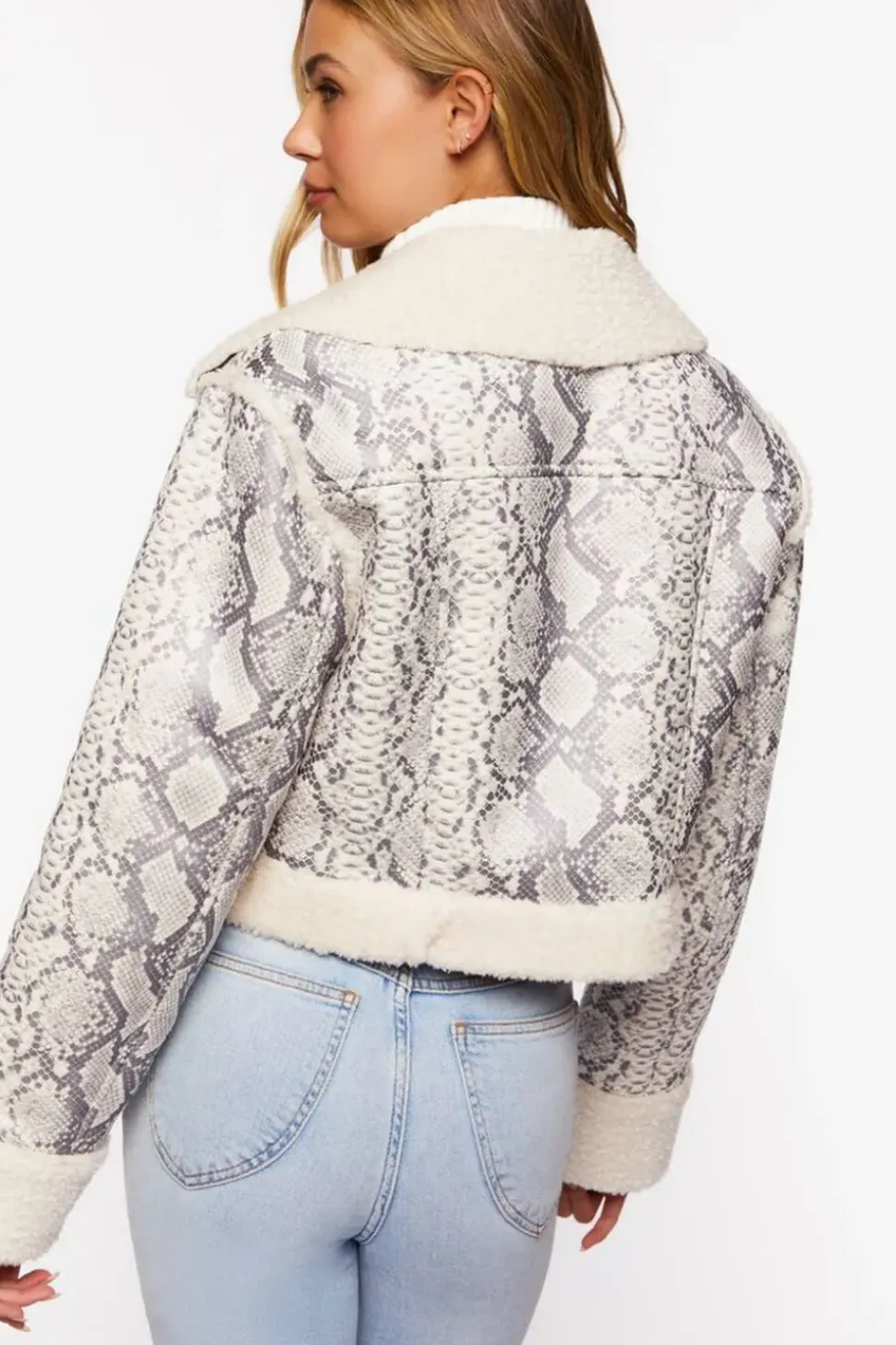 Snakeskin Print Moto Jacket