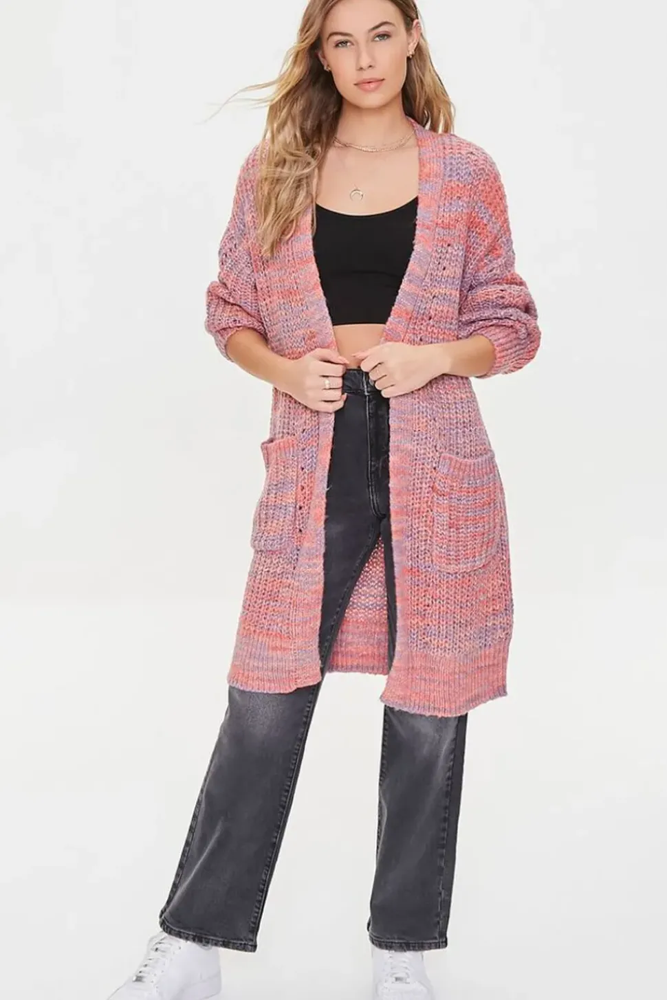 Space Dye Longline Cardigan Sweater