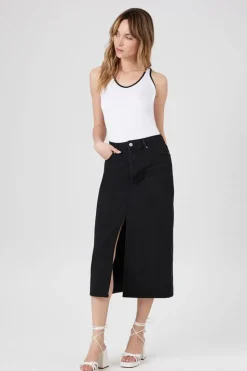 Split-Hem Denim Maxi Skirt