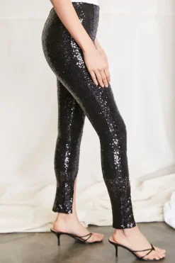 Split-Hem Glitter Pants