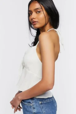 Split-Hem Halter Crop Top