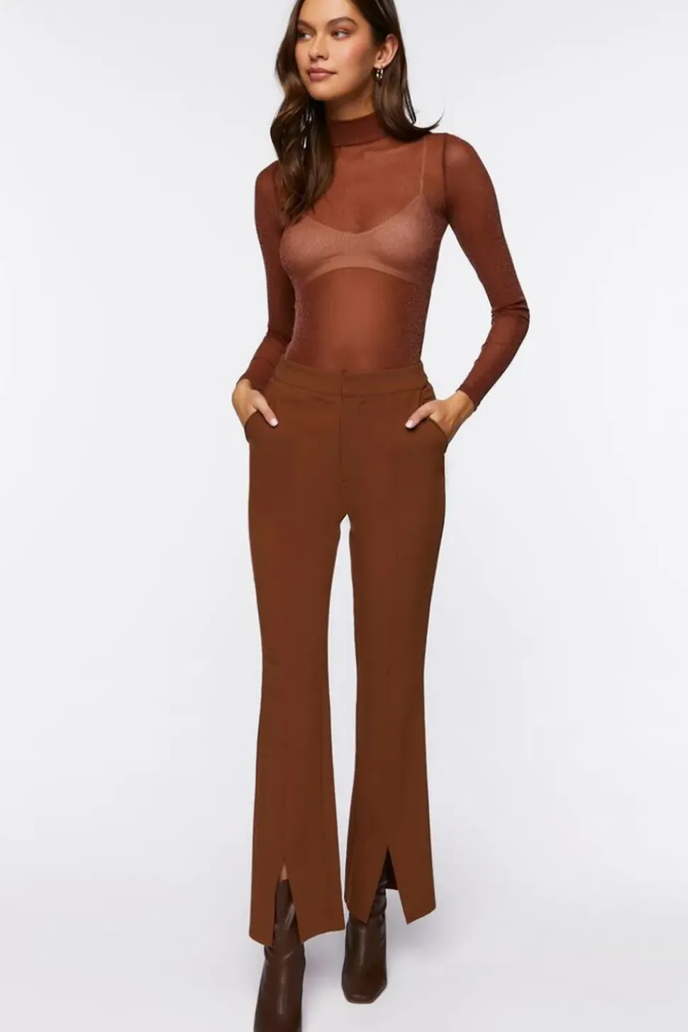 Split-Hem High-Rise Pants