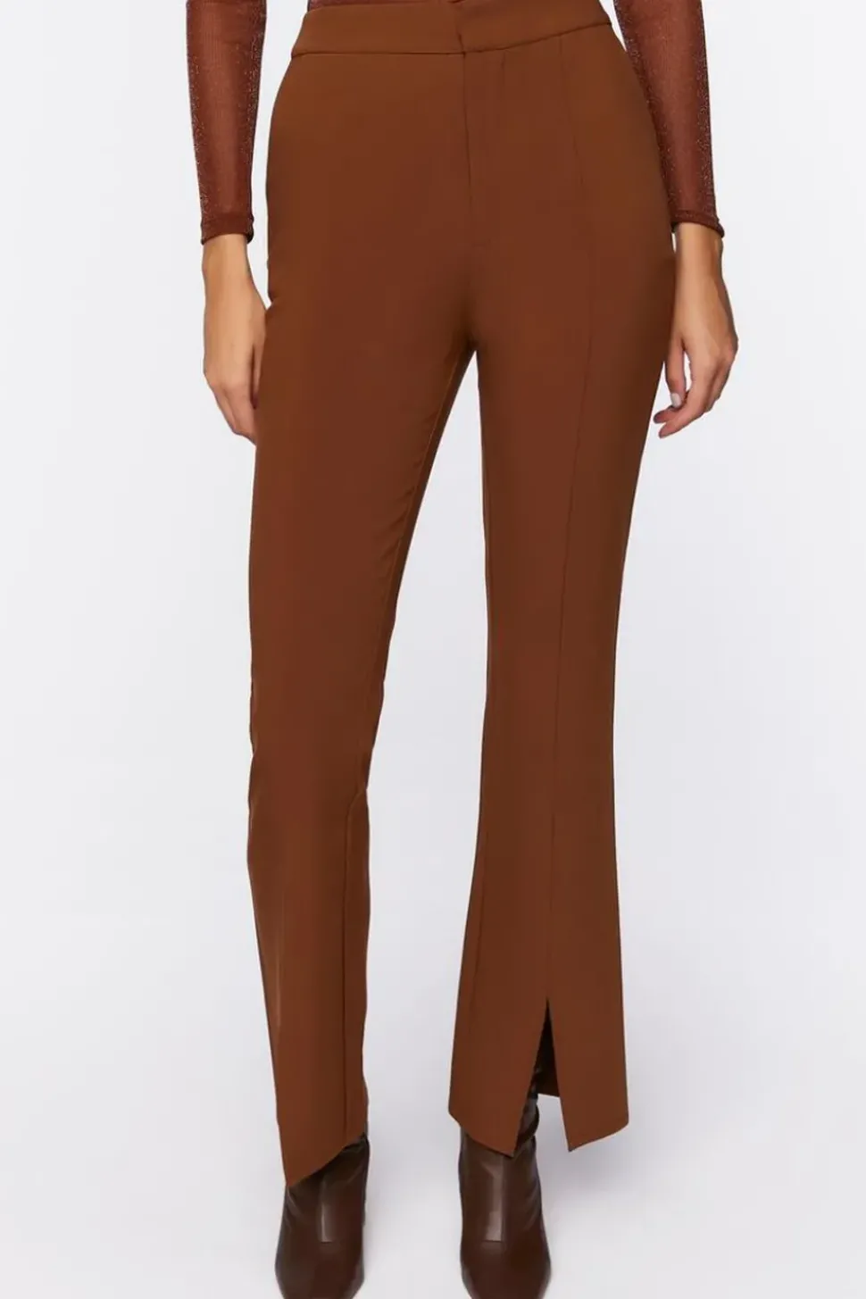 Split-Hem High-Rise Pants