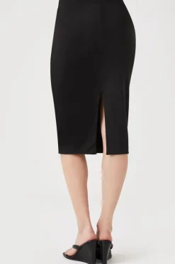 Split-Hem Midi Pencil Skirt