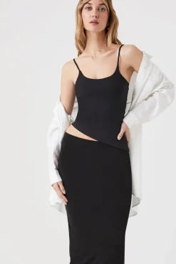 Split-Hem Midi Pencil Skirt