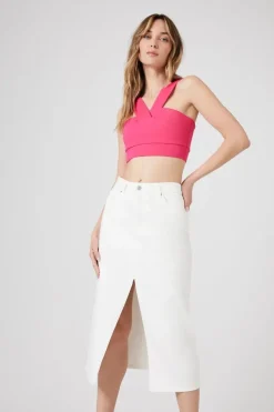 Split-Hem Twill Maxi Skirt