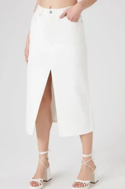 Split-Hem Twill Maxi Skirt