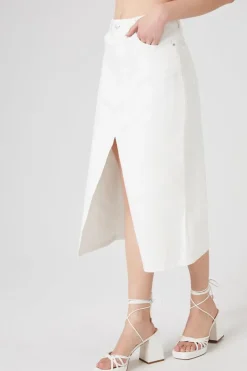 Split-Hem Twill Maxi Skirt