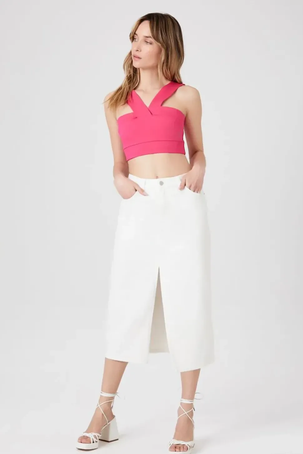 Split-Hem Twill Maxi Skirt
