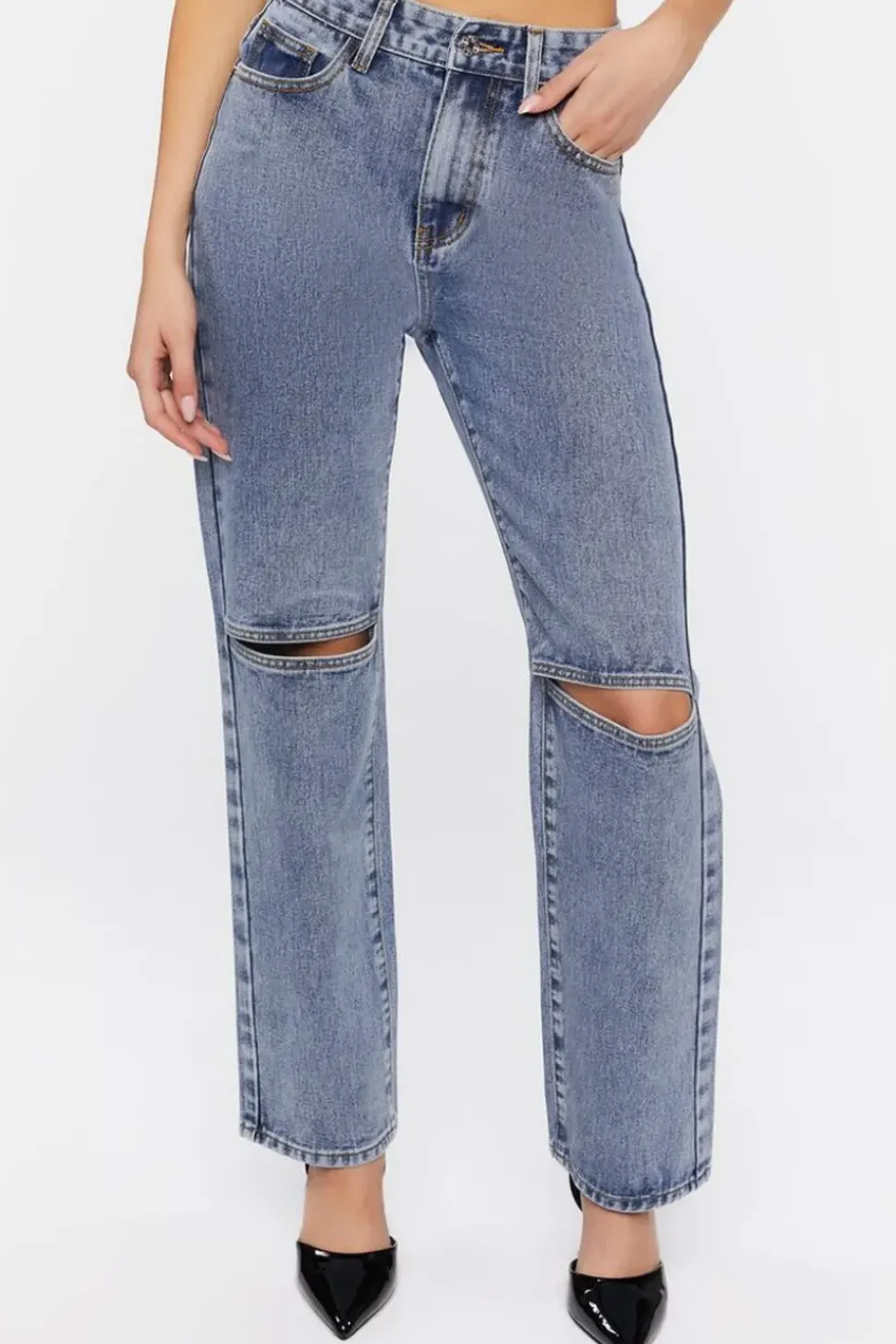 Split-Knee Relaxed High-Rise Jeans