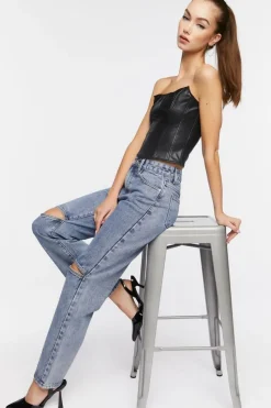Split-Knee Relaxed High-Rise Jeans