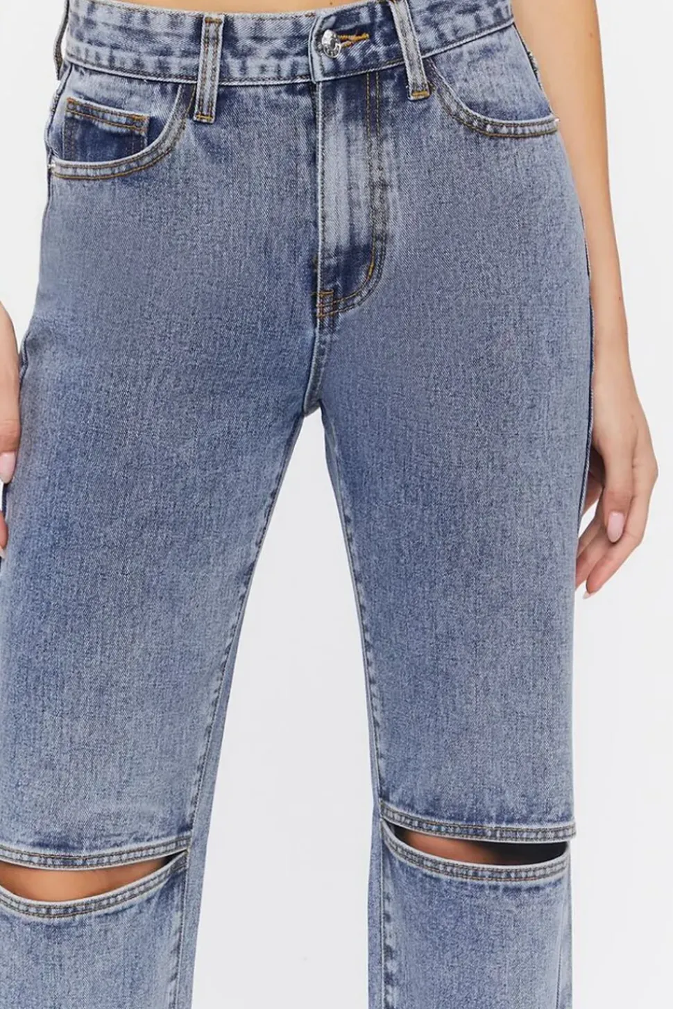 Split-Knee Relaxed High-Rise Jeans