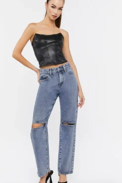 Split-Knee Relaxed High-Rise Jeans