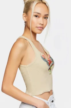 Split-Neck Heart Graphic Tank Top