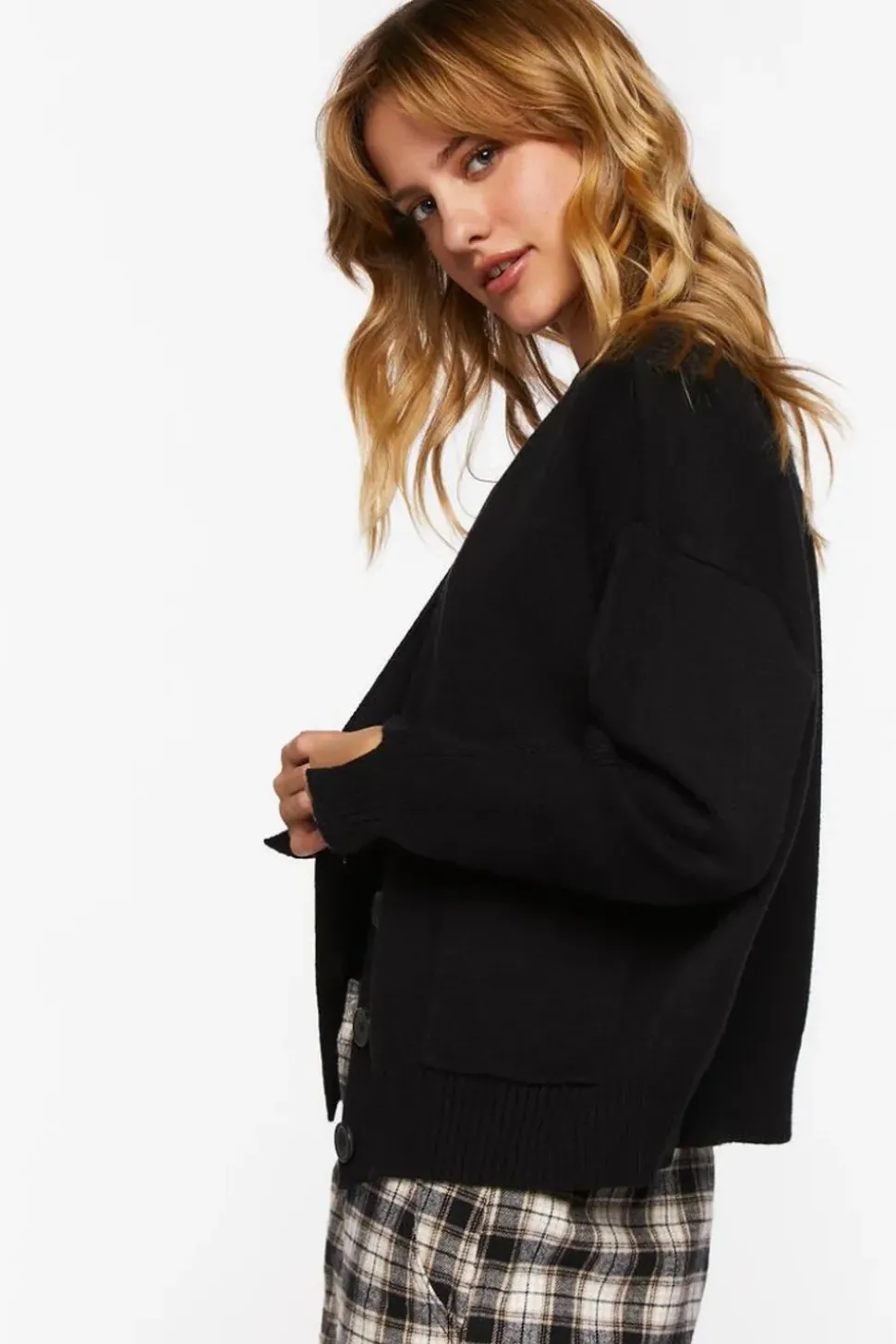 Split-Sleeve Cardigan Sweater