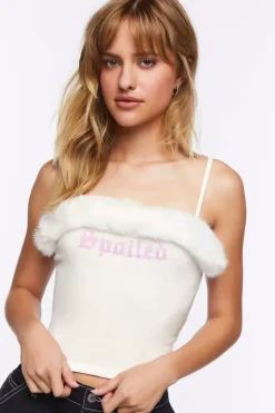 Spoiled Faux Fur-Trim Cami